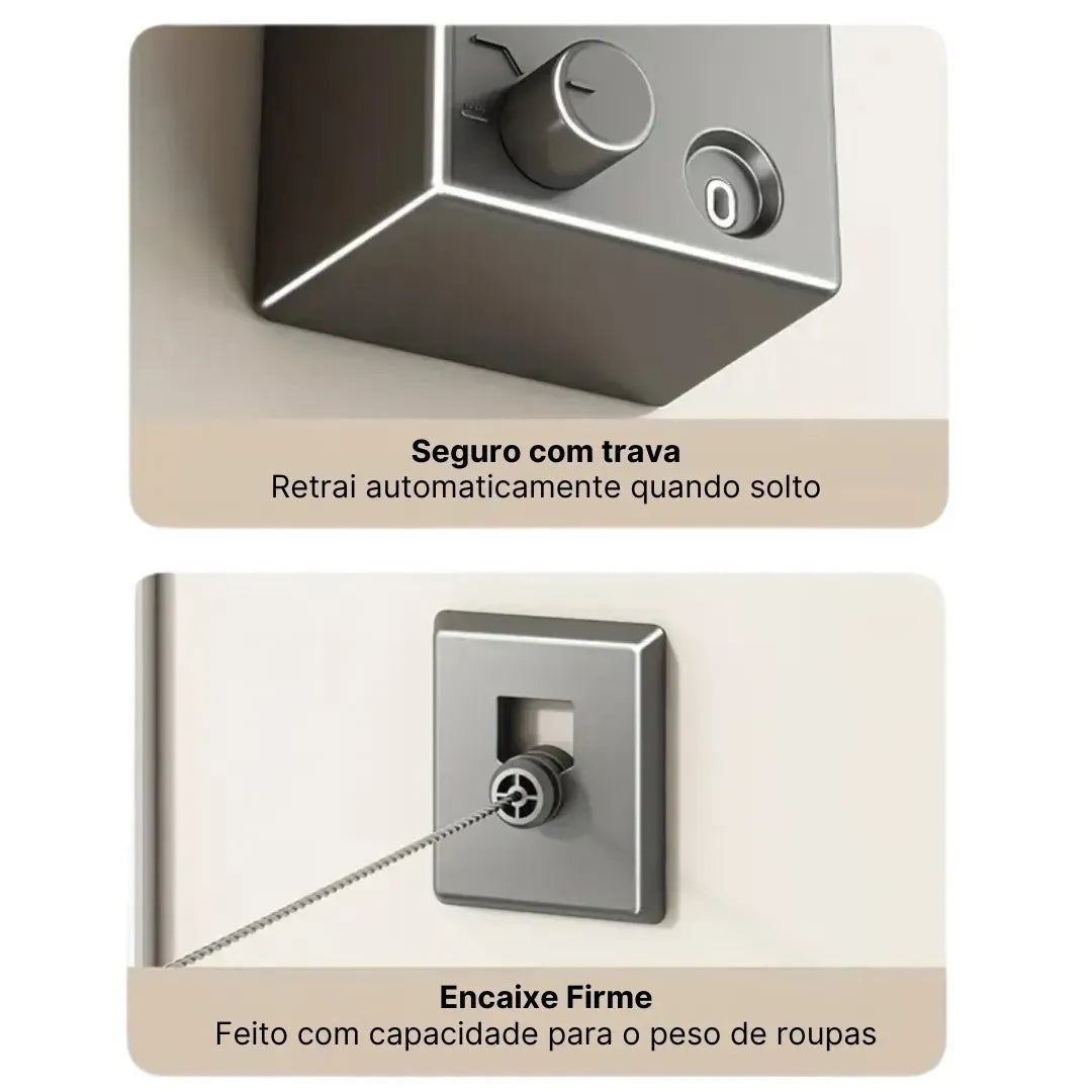 Varal Invisível Retrátil de Aço Inox - OCF 🔥 QUEIMA DE ESTOQUE DE VERÃO